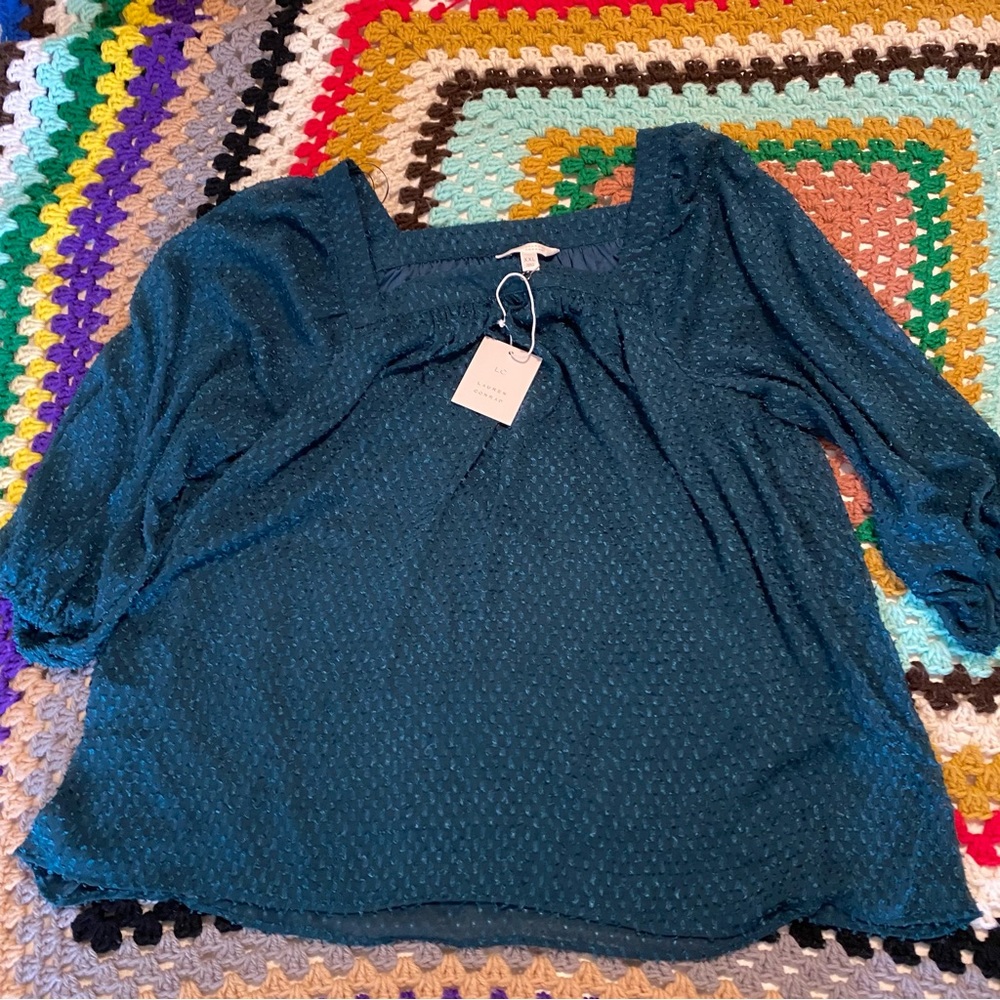 Turquoise Lauren Conrad Flowy Blouse